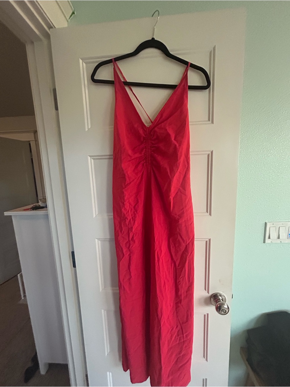 NWT Gap Ruched Slip Midi Dress Red Strappy
Back Cami Bustier L